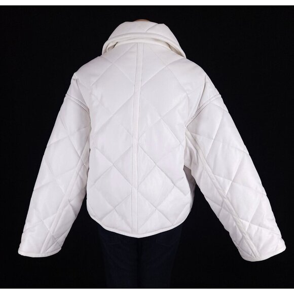 Stand Studio Faux-Leather Jacinda Puffy Jacket Size 34 US 2 XS Womens White $430 - Picture 7 of 15